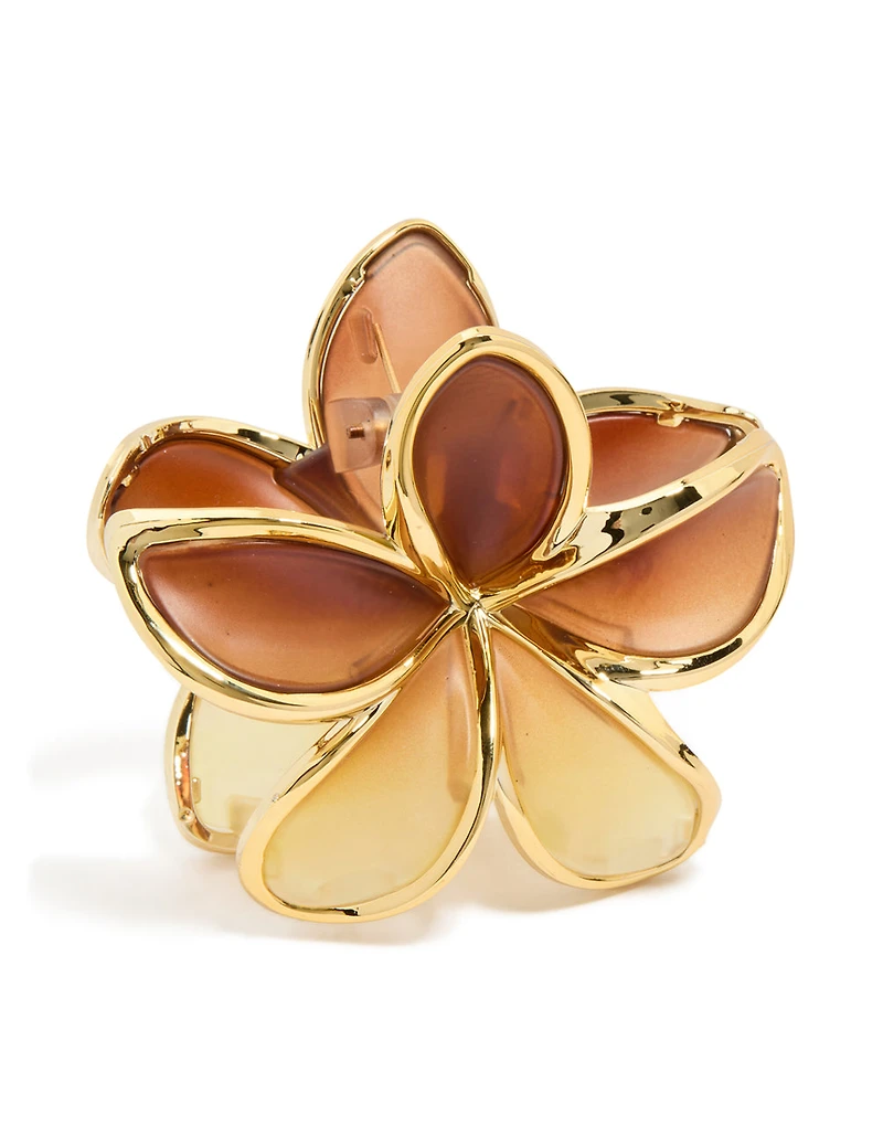 Brown Ombre Frangipani Flower Claw Clip