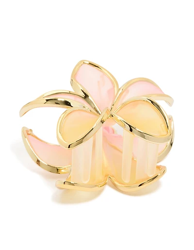 Orange & Pink Ombre Frangipani Flower Claw Clip