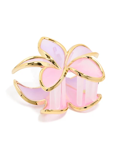 Pink & Purple Ombre Outline Frangipani Flower Claw Clip