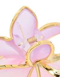 Pink & Purple Ombre Outline Frangipani Flower Claw Clip
