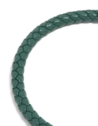 Waterproof Gold Plated Stainless Steel Turquoise PU Leather Braided Chunky Link Bracelet