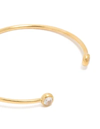 Waterproof Gold Plated Stainless Steel Open Bezel Cut Wrist Cuff