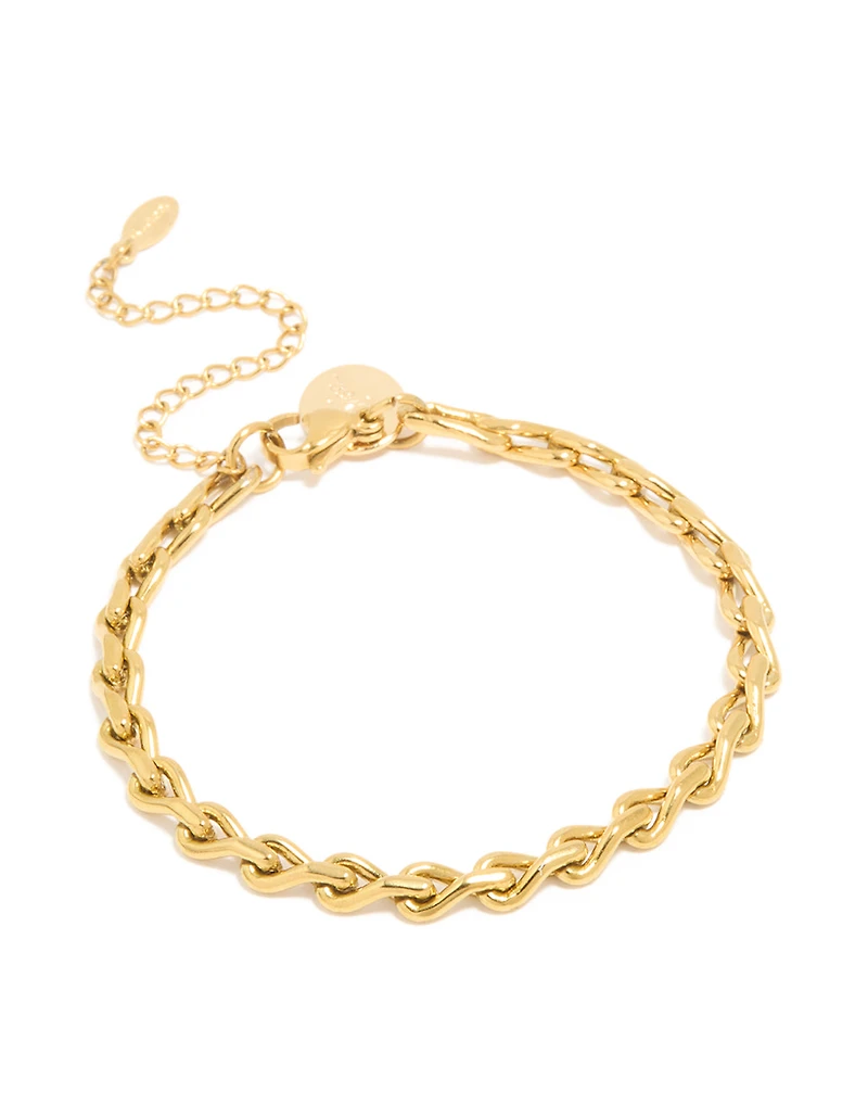 Bracelet en chaîne en maillon en forme de goutte d’eau en acier inoxydable étanche plaqué or