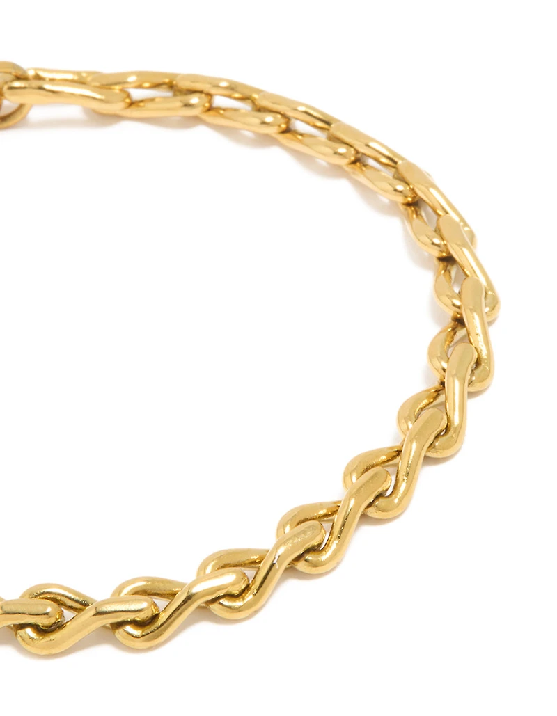 Bracelet en chaîne en maillon en forme de goutte d’eau en acier inoxydable étanche plaqué or