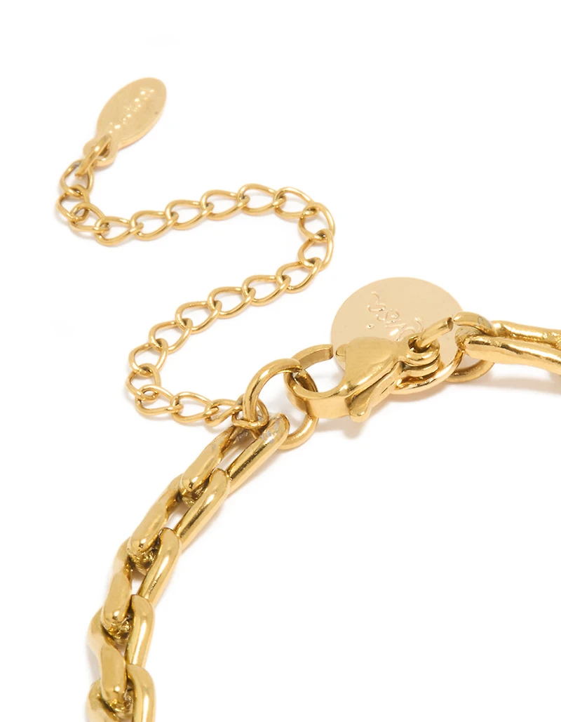 Bracelet en chaîne en maillon en forme de goutte d’eau en acier inoxydable étanche plaqué or