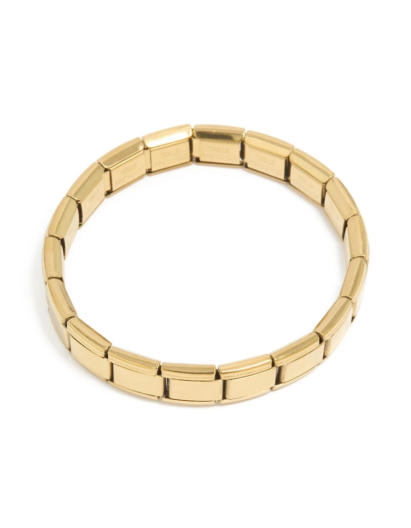 Waterproof Gold Plated Stainless Steel Stretch Watch Link Bracelet