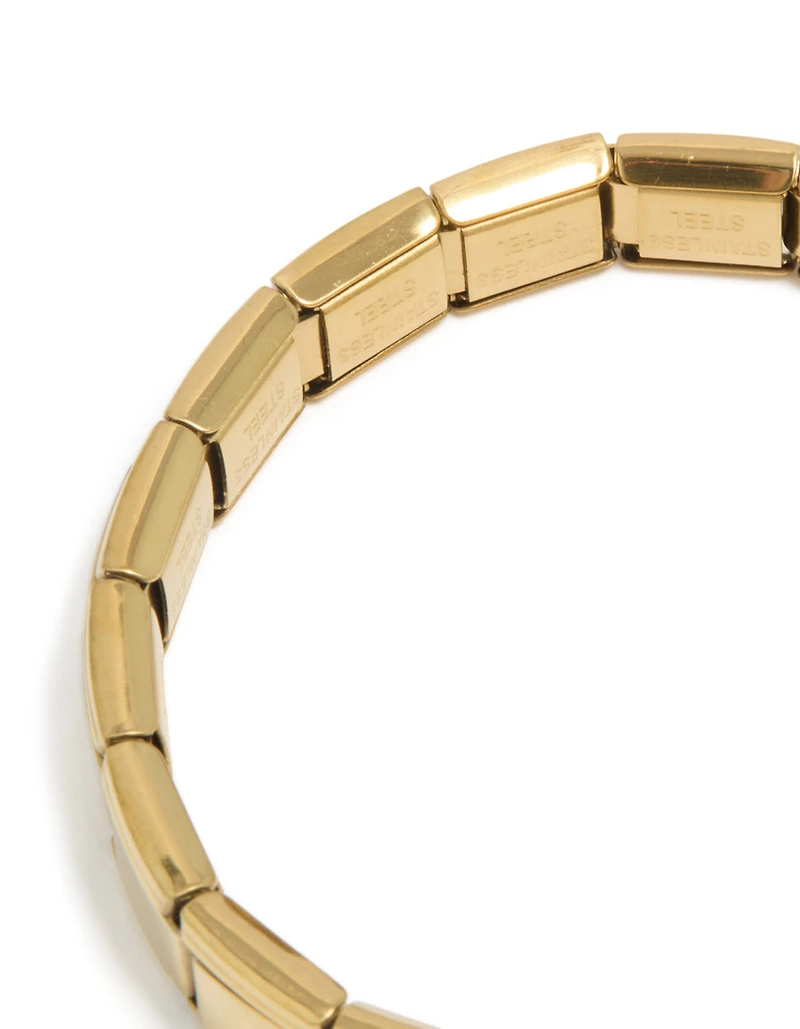 Waterproof Gold Plated Stainless Steel Stretch Watch Link Bracelet