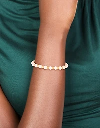 Waterproof Gold Plated Stainless Steel Rose Quartz Beaded Stretch Bracelet