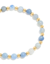 Waterproof Gold Plated Stainless Steel Blue Beaded Stretch Bracelet