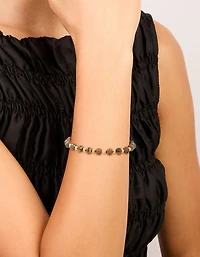 Bracelet imperméable en acier inoxydable plaqué or en forme de pierre semi-précieuse perlée perlée