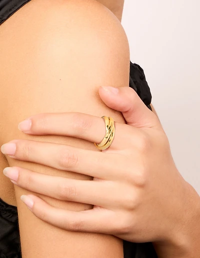 Anneau mouvant en acier inoxydable plaqué or à trois couches