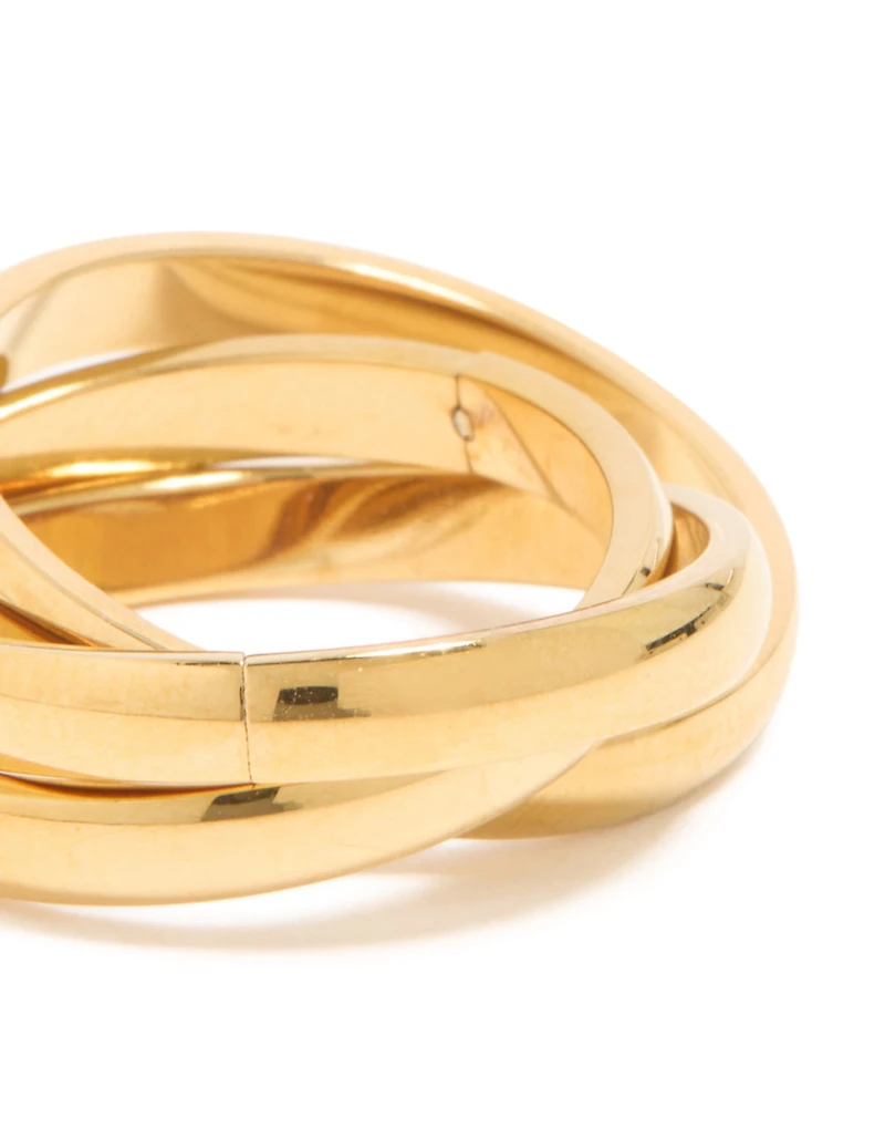Waterproof Gold Plated Stainless Steel Triple Layered Twist Moving Ring