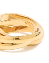 Waterproof Gold Plated Stainless Steel Triple Layered Twist Moving Ring
