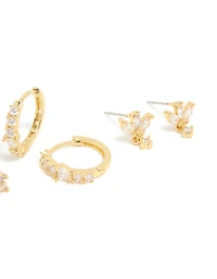 Boucles d’oreilles en laiton plaquées or en paquet de 3