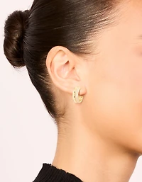 Gold Plated Brass Pave Illusion Hoop Earrings