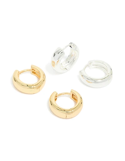 Boucles d’oreilles rondes classiques en laiton en laiton mélangé en paquet de 2