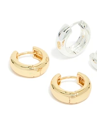 Boucles d’oreilles rondes classiques en laiton en laiton mélangé en paquet de 2