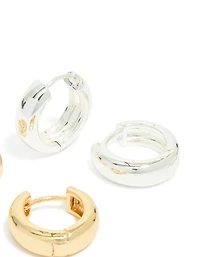 Boucles d’oreilles rondes classiques en laiton en laiton mélangé en paquet de 2