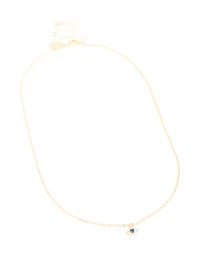 Gold Plated Brass Cubic Zirconia Pave Evil Eye Necklace