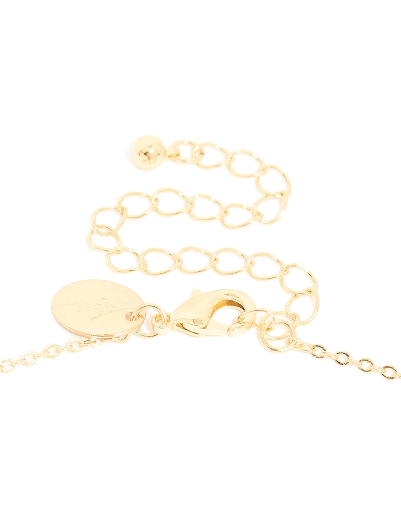 Gold Plated Brass Cubic Zirconia Pave Evil Eye Necklace