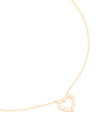 Gold Plated Brass Cubic Zirconia Pavé Heart Necklace