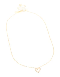 Gold Plated Brass Cubic Zirconia Pavé Heart Necklace