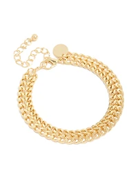 Gold Plated Double Flat Curb Chain Bracelet