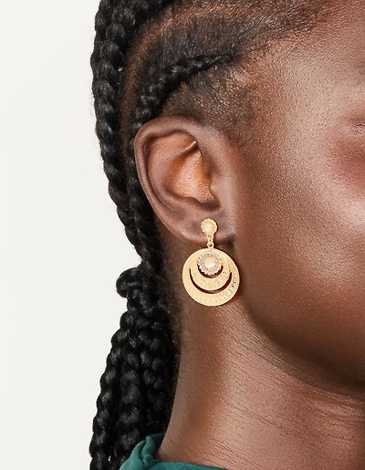 Gold Plated Boho Circle Drop Earrings