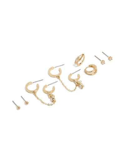 Huggie et boucles d’oreilles en zircone cubique plaqués or et boucles d’oreilles à chaîne