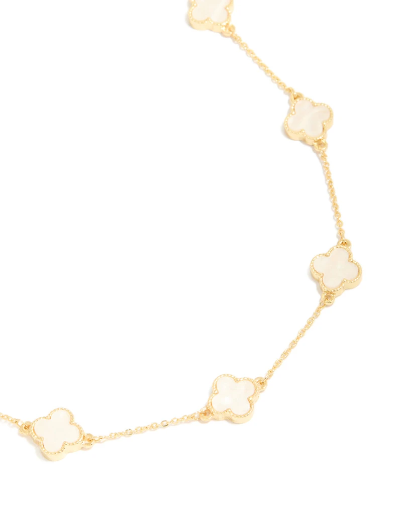 Collier breloque fleur plaquée or