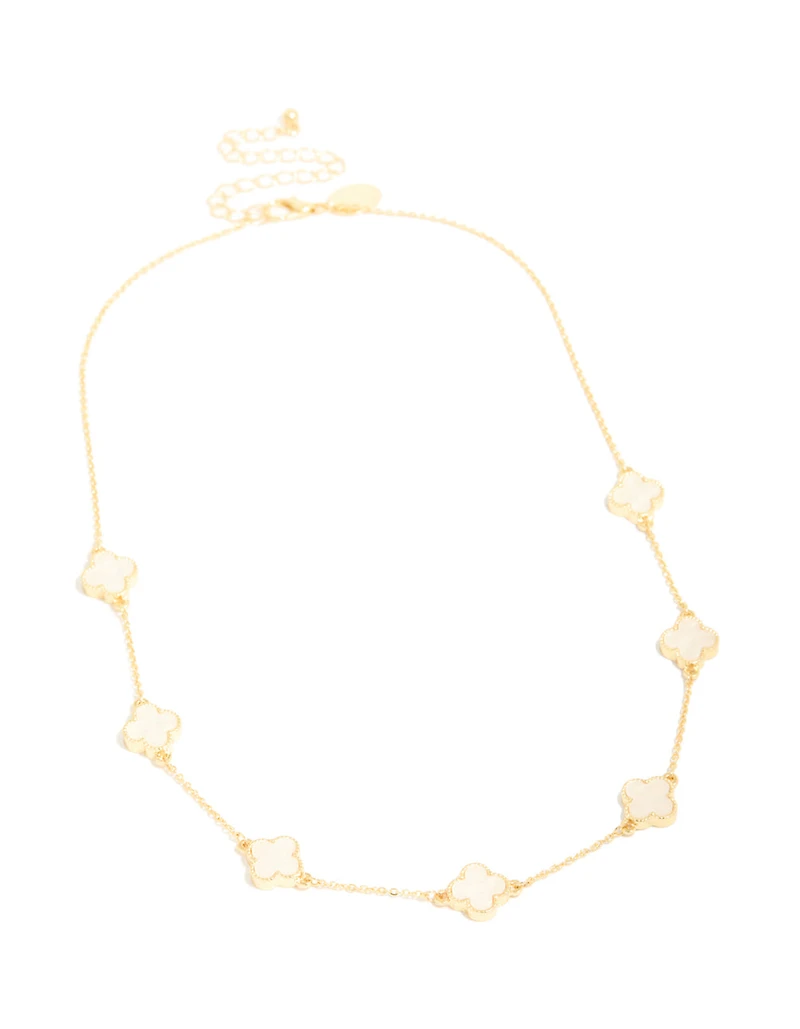 Collier breloque fleur plaquée or