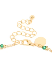 Gold Plated Emerald Stone & Pearl Layered Necklace
