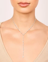 Collier en Y en cercle cubique en zirconie plaqué argent