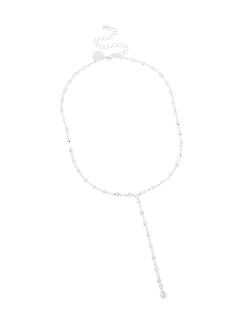 Collier en Y en cercle cubique en zirconie plaqué argent