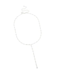 Collier en Y en cercle cubique en zirconie plaqué argent
