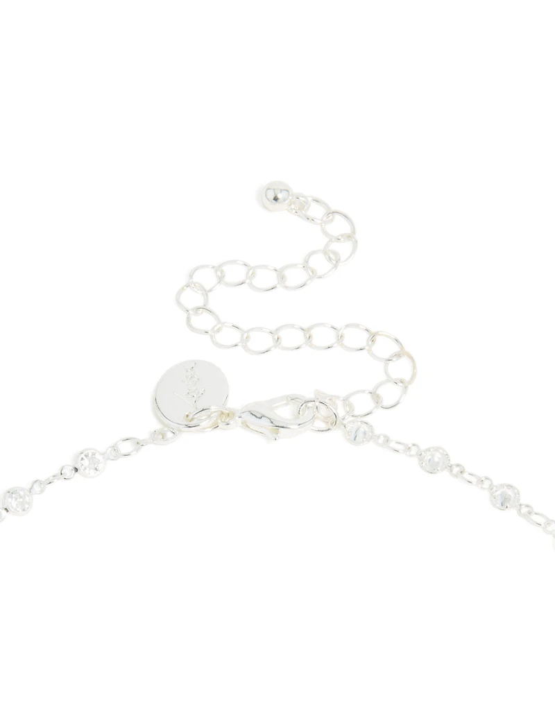 Collier en Y en cercle cubique en zirconie plaqué argent