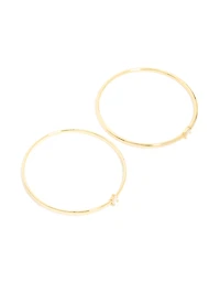 Gold Plated Cubic Zirconia Rectangle & Teardrop Bangles 2-Pack