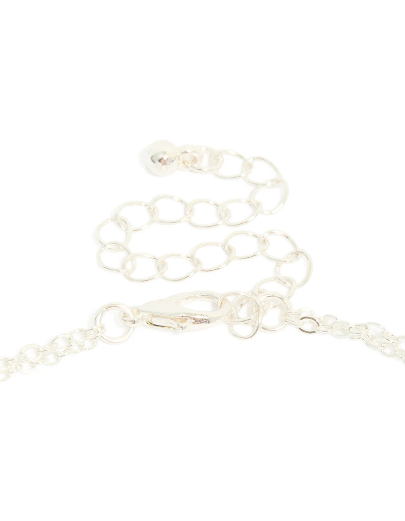 Silver Plated Cubic Zirconia Teardrop & Round Layered Y-Necklace