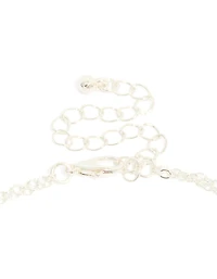 Silver Plated Cubic Zirconia Teardrop & Round Layered Y-Necklace