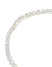 Silver Plated Cubic Zirconia Mixed Charm Tennis Bracelet