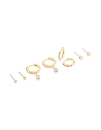 Boucles d’oreilles en pierres de naissance en juin, en laiton plaqué or, améthyste léger, pierres de naissance en juin, paquet de 4