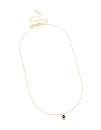Gold Plated Brass Sapphire Cubic Zirconia September Birthstone Necklace