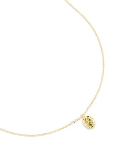 Gold Plated Brass Peridot Cubic Zirconia August Birthstone Necklace