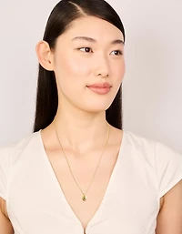 Gold Plated Brass Peridot Cubic Zirconia August Birthstone Necklace