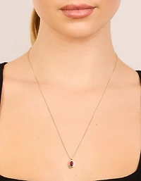 Collier de pierre de naissance en zirconie cubique en laiton en laiton et rubis plaqué or
