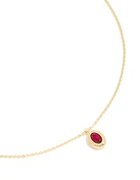 Collier de pierre de naissance en zirconie cubique en laiton en laiton et rubis plaqué or