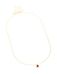 Collier de pierre de naissance en zirconie cubique en laiton en laiton et rubis plaqué or