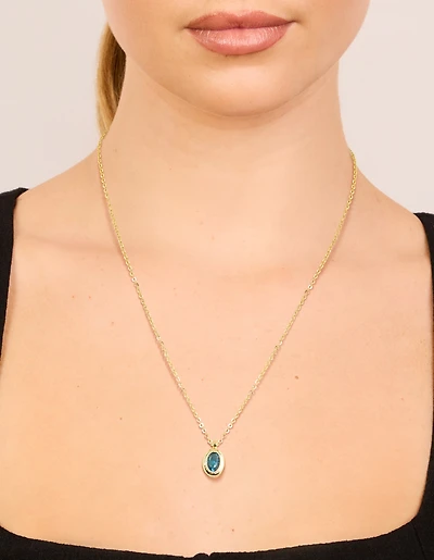 Collier de pierre de naissance en laiton tanzanite en laiton plaqué or