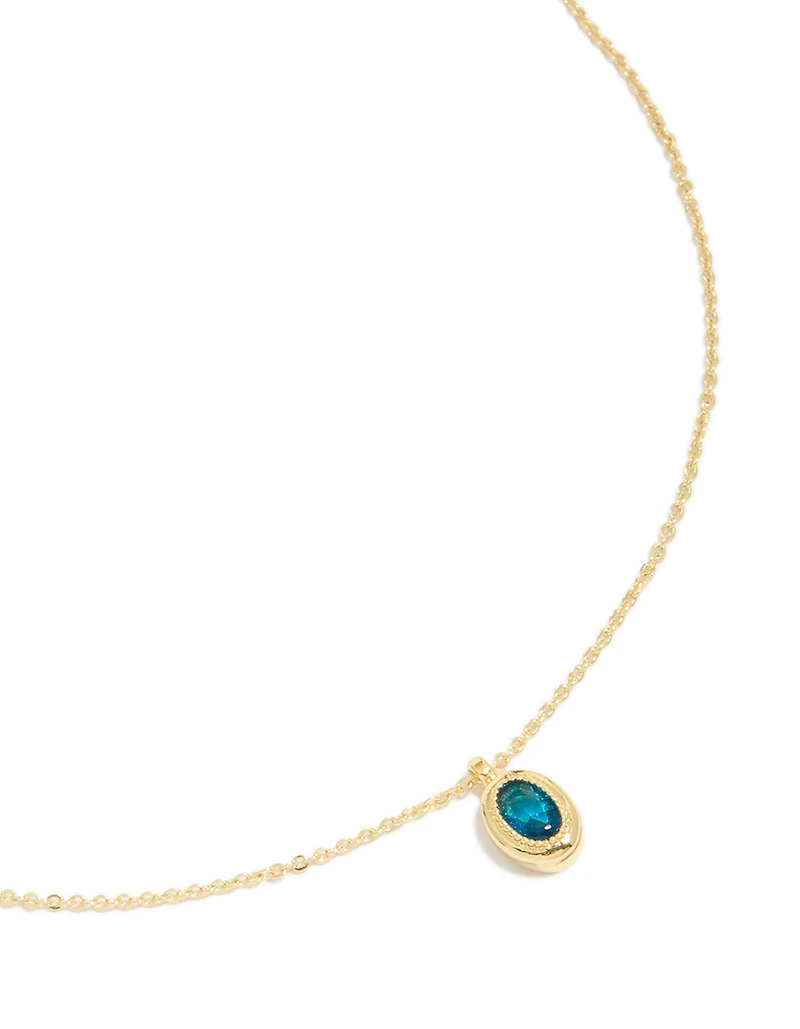 Collier de pierre de naissance en laiton tanzanite en laiton plaqué or