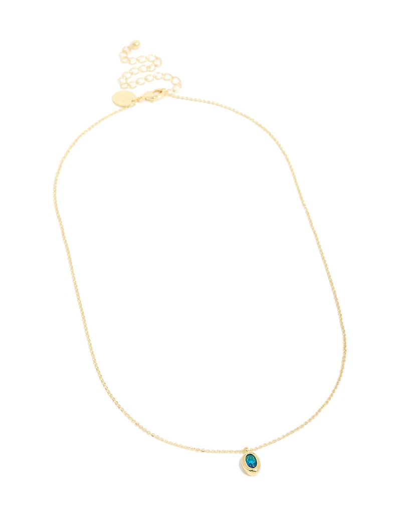 Collier de pierre de naissance en laiton tanzanite en laiton plaqué or